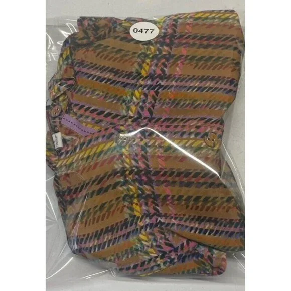 Johnny Was Workshop 100% Silk Long Sleeve Button Front Shirt Small Multicolor - Picture 9 of 9